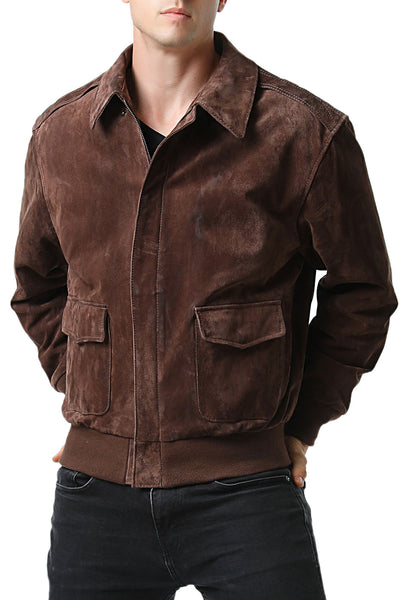 Landing Leathers Men Air Force A-2 Suede Leather Flight Bomber Jacket