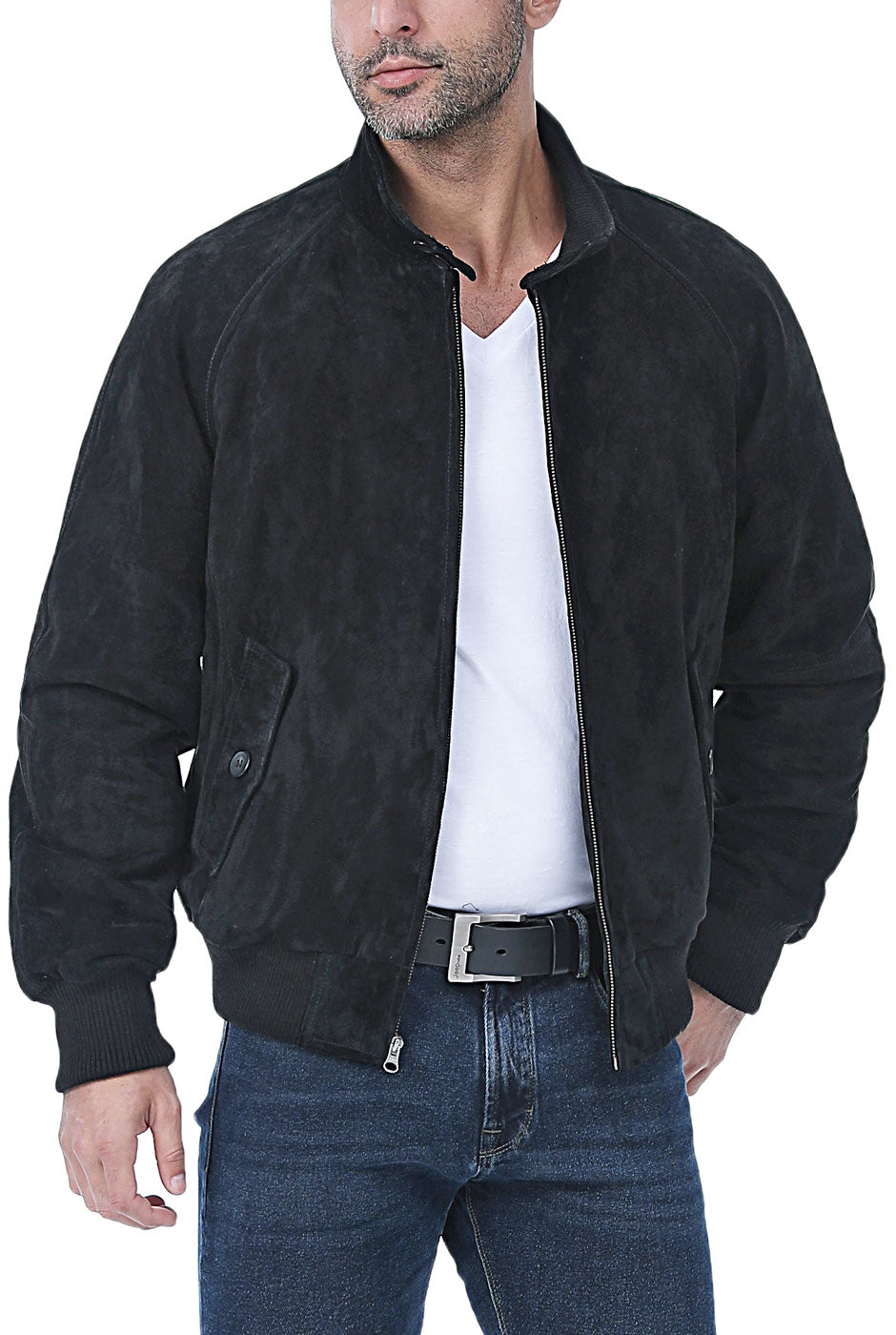 KingSize Men's Big & Tall Embossed Leather Bomber Jacket