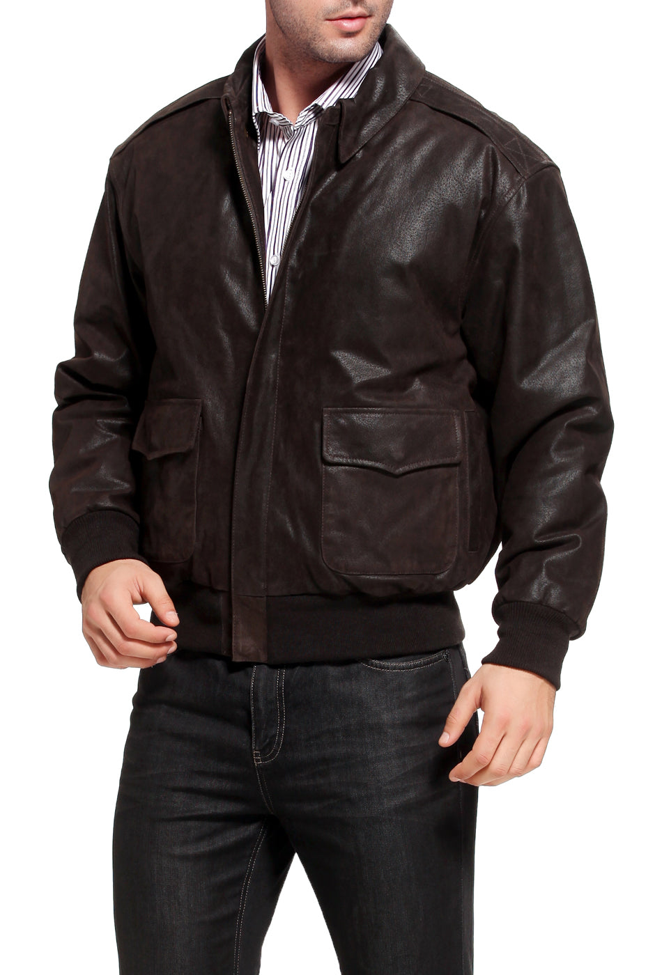Aviator Men A2 Distressed Brown Real Leather Bomber Flight Jacket